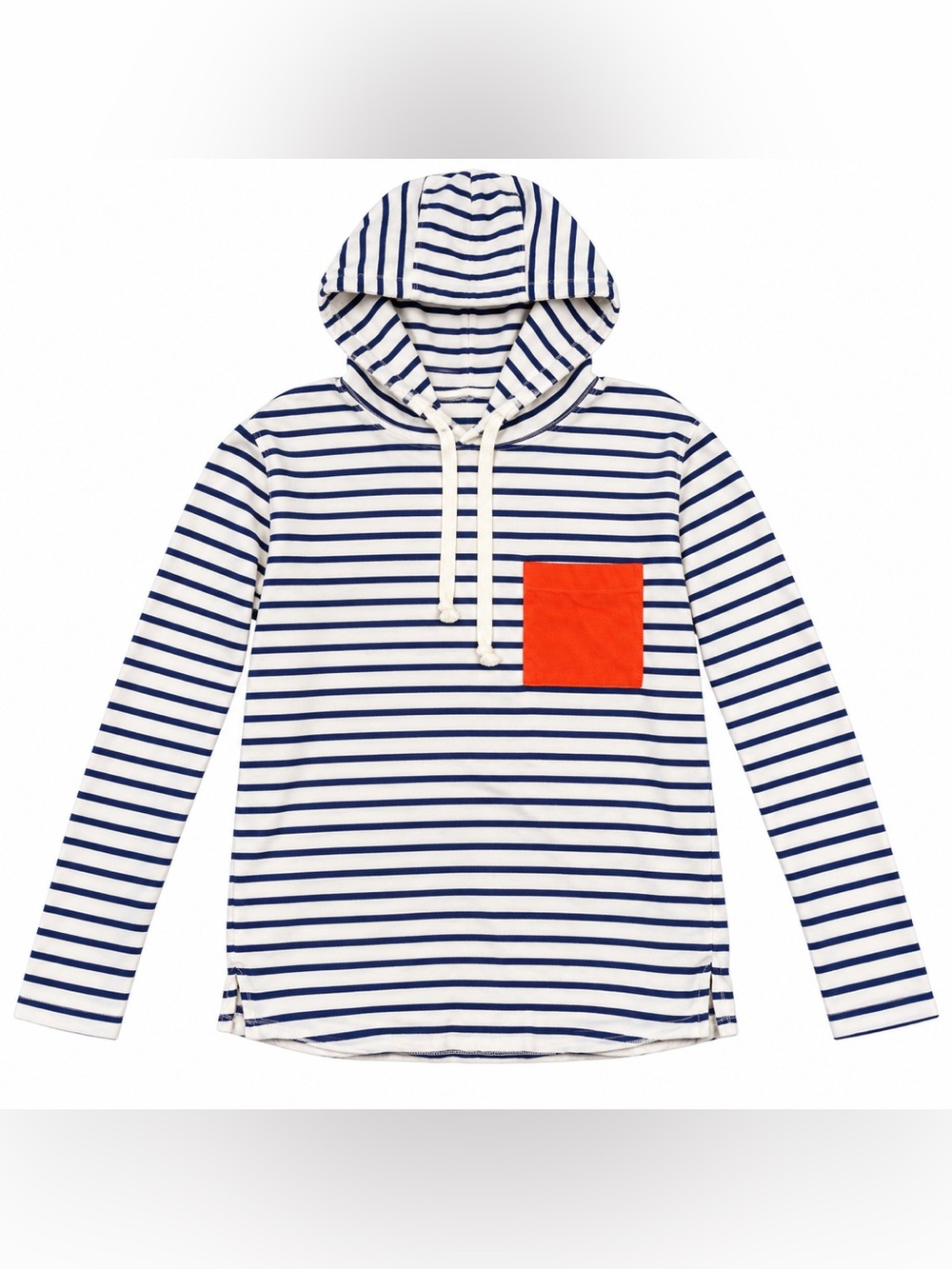 J.Crew Navy White Striped Hoodie Orange Pocket XS